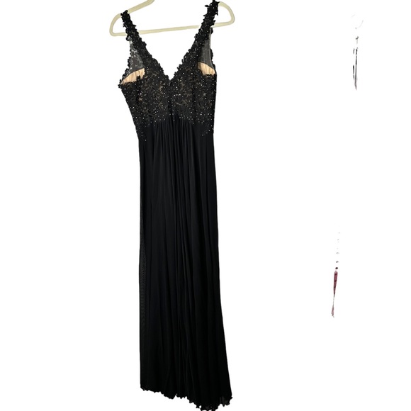 Faviana Black Chiffon Lace Embroidered Beaded Top Prom Evening Gown Dress Size 2 - Picture 10 of 11